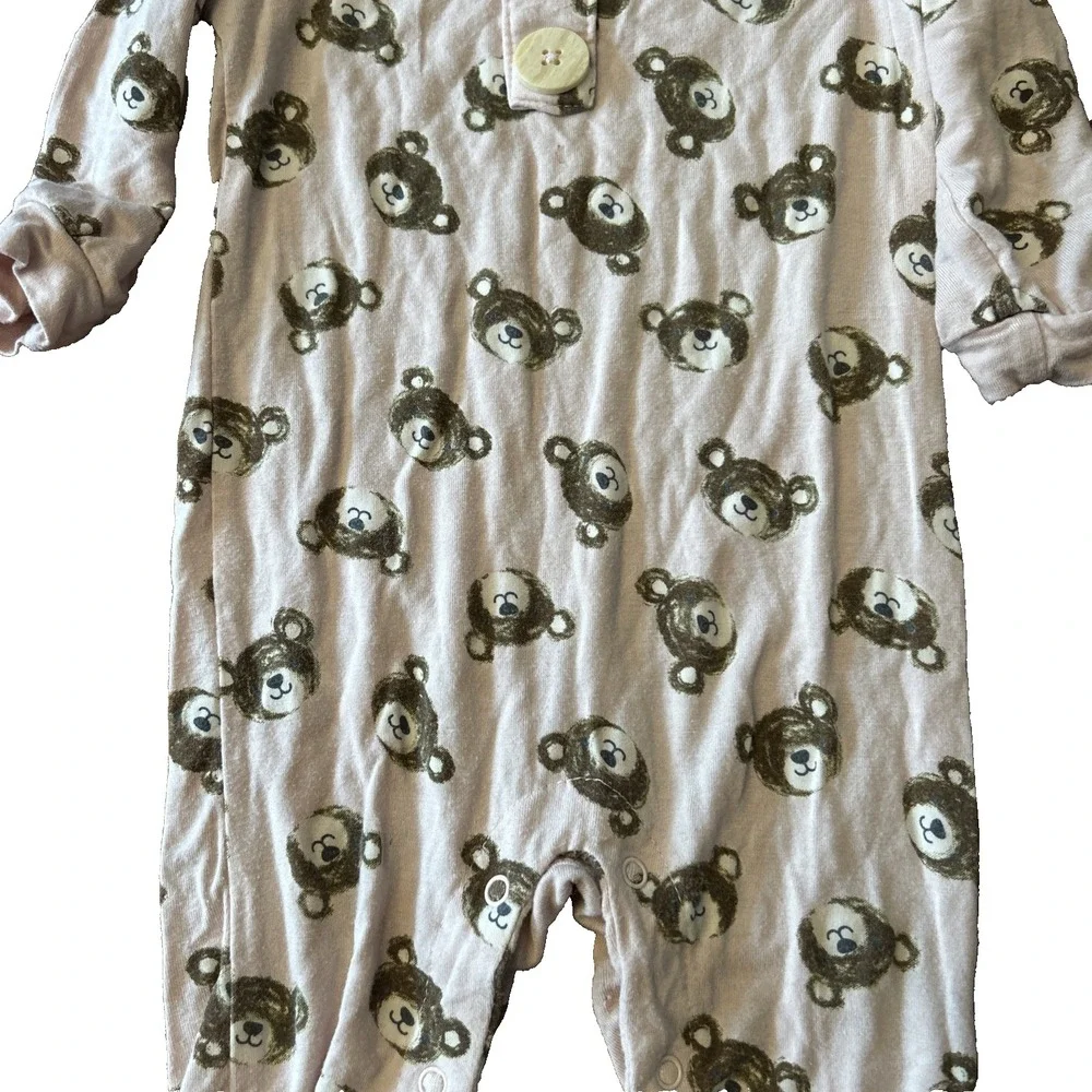 Milkberry Bamboo Pajamas‎ 3-6 Months Girl Baby Infant Pink Teddy Bear One Piece